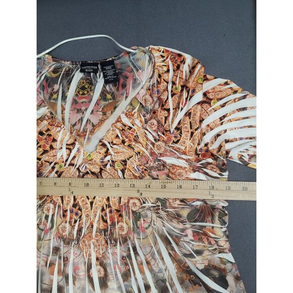 CANYON RIVER BLUES Womens Plus SZ 1X Artsy Stretch Tunic V Neck Top 3/4 Sleeve - Picture 5 of 7